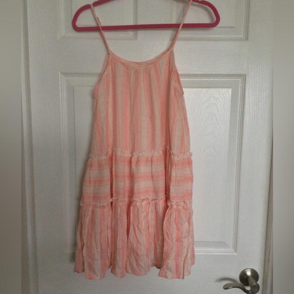 DRA Los Angeles Nathalia pastel orange and pink striped mini dress XS